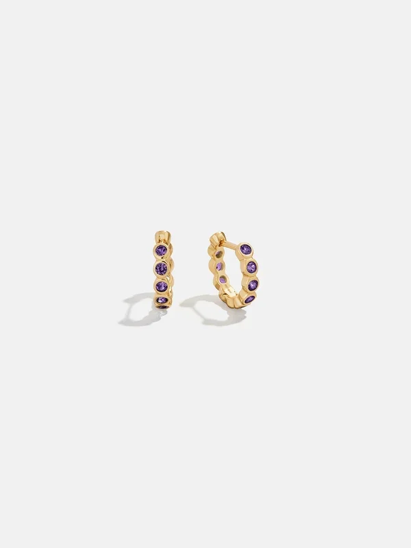 Jessica 18K Gold Plated Sterling Silver Birthstone Earrings – Amethyst
