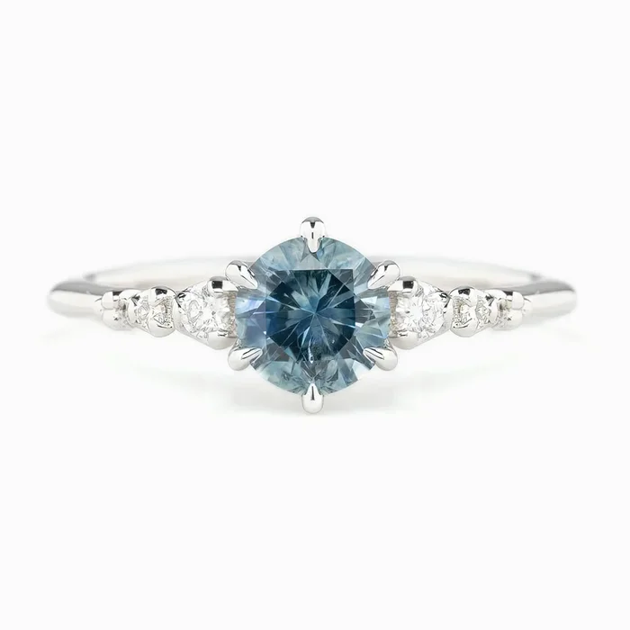 【即日配送】エステルフルールリング ・1.11ct・加熱モンタナ産ライトブルーサファイア・K14WG
