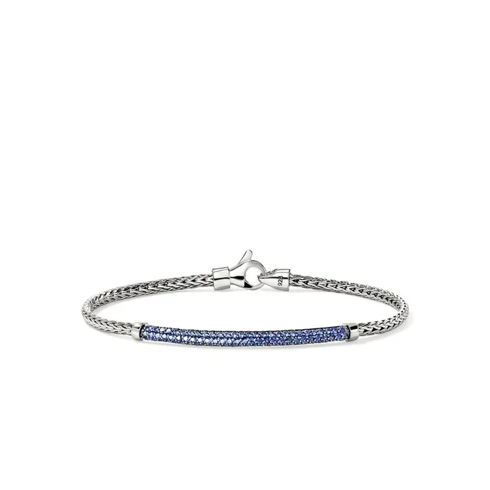 John Hardy Essentials Bar Bracelet in Sterling Silver with Sapphires
