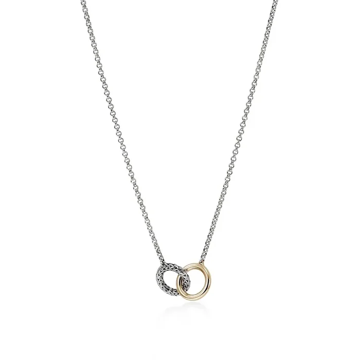 John Hardy Essentials Linked Necklace in Sterling Silver and 14kt Yellow Gold