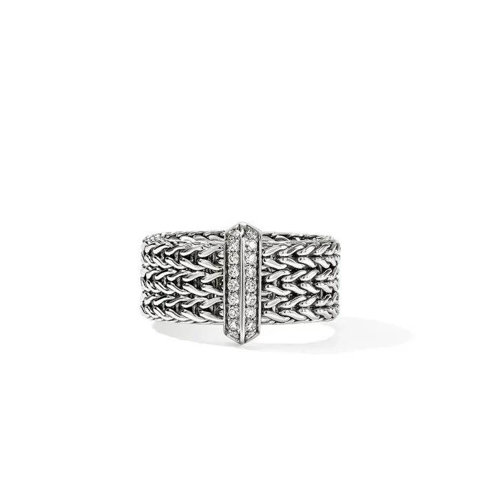 John Hardy Icon Diamond Pave Ring in Sterling Silver (1/5ct tw)