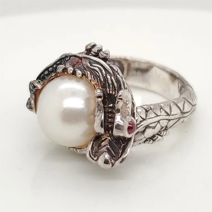 John Hardy Legends Naga Sterling Silver Ruby And Black Sapphire Dragon Ring