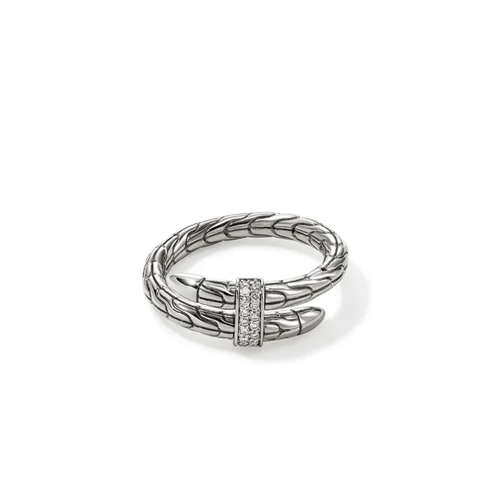 John Hardy Spear Collection Diamond Ring in Sterling Silver (size 6)