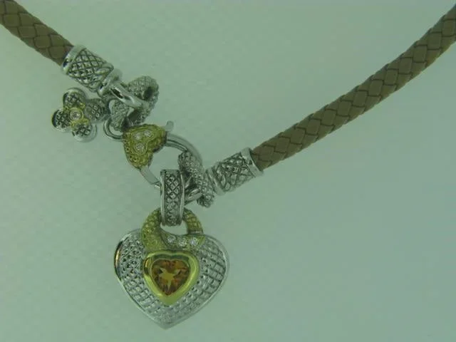 Judith Ripka Sterlingsilver And 18Kt Gold Citrine And Diamond Necklace