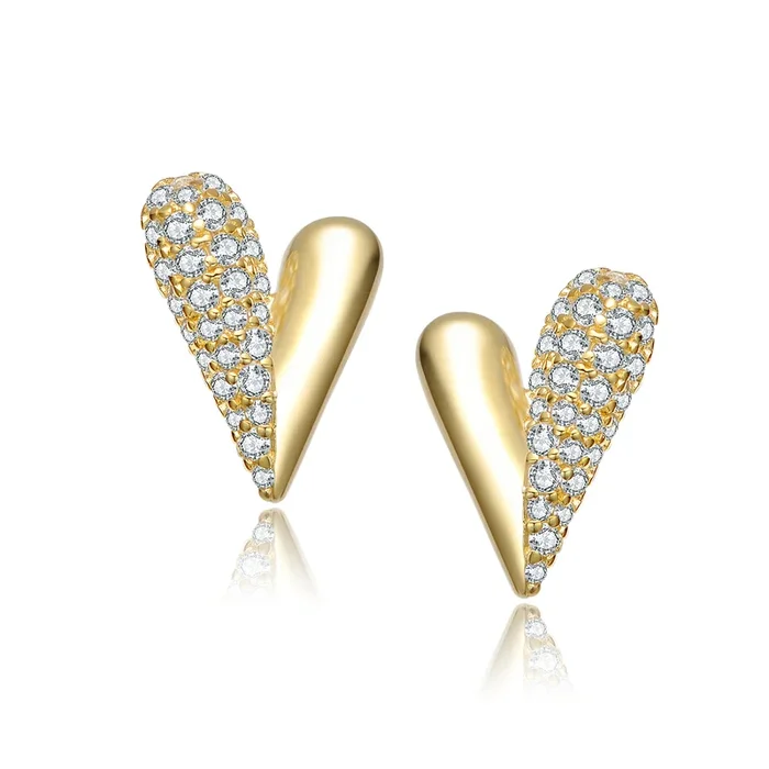 Juliette Half-Pave Heart Couture Stud Earrings