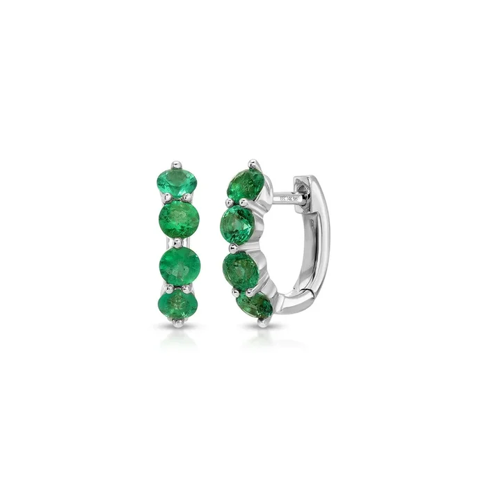 Jumbo Prong Set Emerald Mini Huggie Earrings
