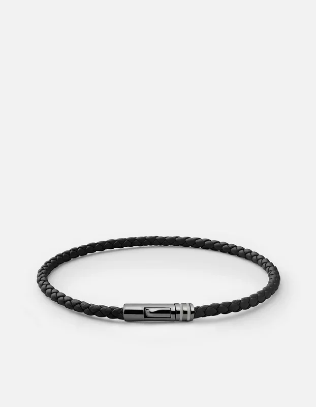 Juno Leather Bracelet, Polished Black Rhodium