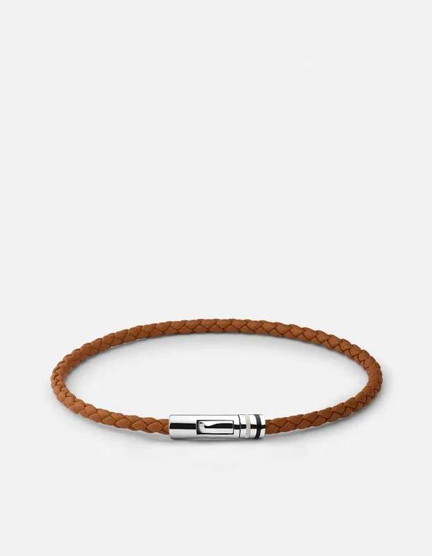Juno Leather Bracelet, Sterling Silver / Cognac