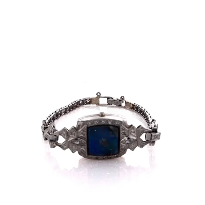 Just Jules Platinum Vintage Watch Face Opal and Diamond Bracelet