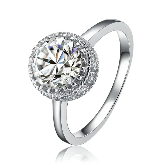 Justine Solitaire Round Halo Ring
