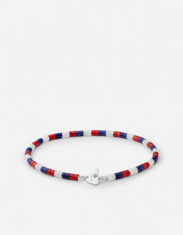 Kai Beaded Bracelet, Sterling Silver / Red/White/Blue