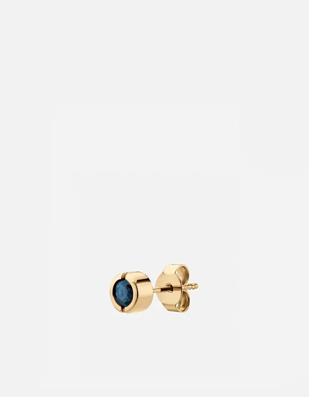 Kali Stud Earring, 14k Yellow Gold/Blue Sapphire