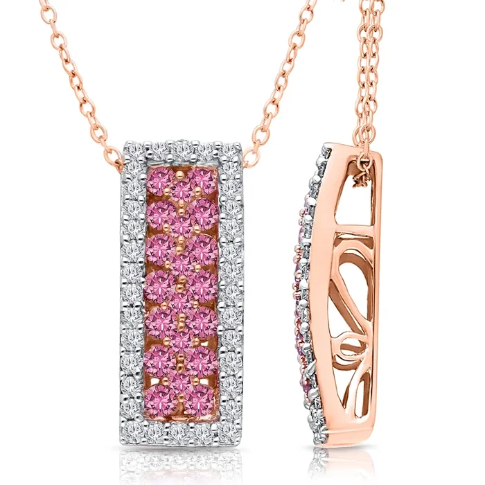 Kallati Pink Sapphire Diamond Bar Link Pendant