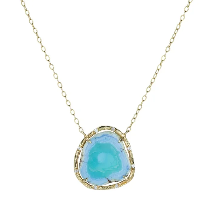 Kazakhstan Lavender Turquoise Slice Necklace