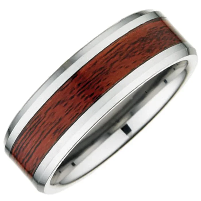 Kellee Designs Men’s 8mm Tungsten Leather Inlay Band