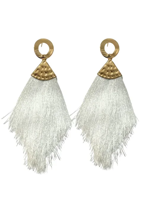 Kensie Fringe Earrings White