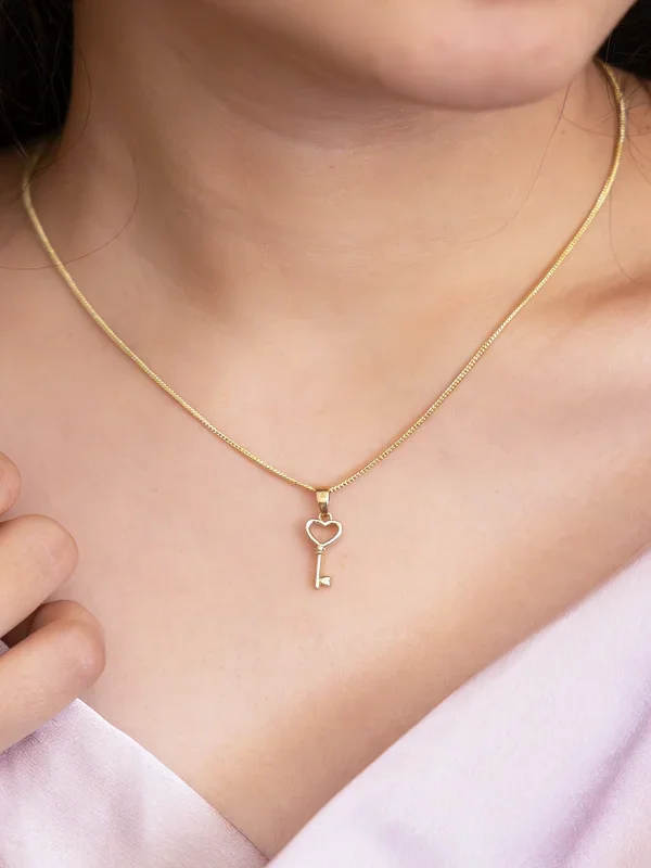 Keyheart Brass Necklace (Anti Tarnish)