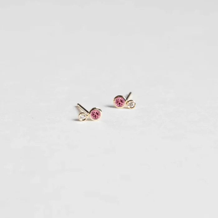 Kiki Stud Earrings with Pink Tourmaline