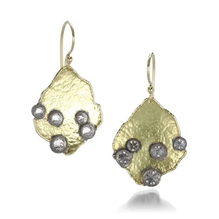 Kite Shaped Gold Earrings with Inverted Diamonds