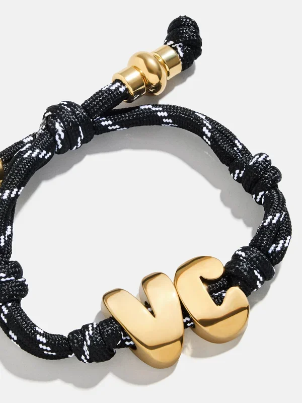 Knotty Initial Custom Bracelet – Black Double Letters
