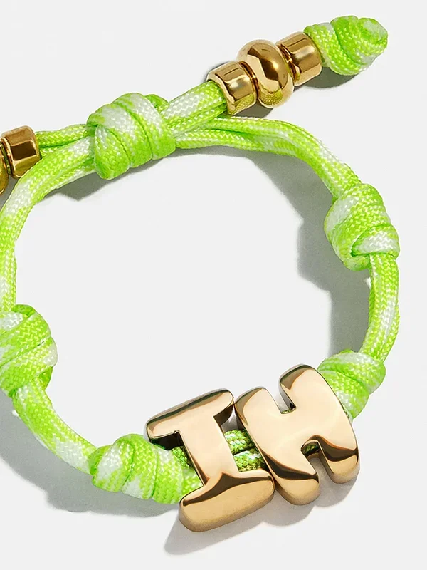 Knotty Initial Custom Bracelet – Lime Green Double Letters