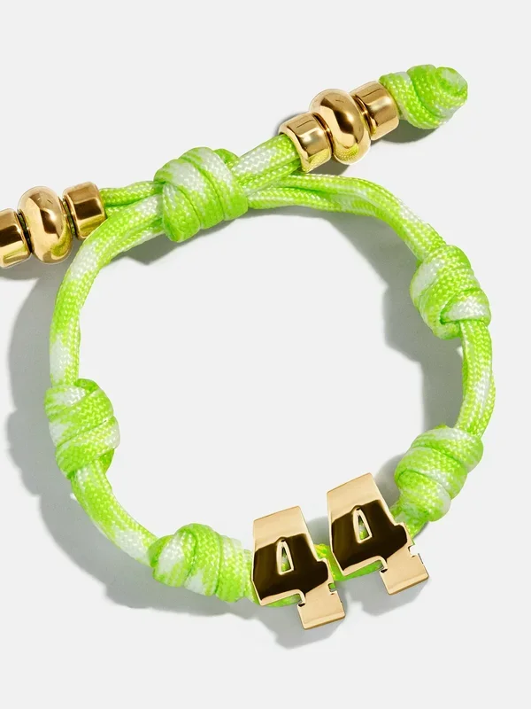 Knotty Varsity Number Custom Bracelet – Lime Green Double Digit