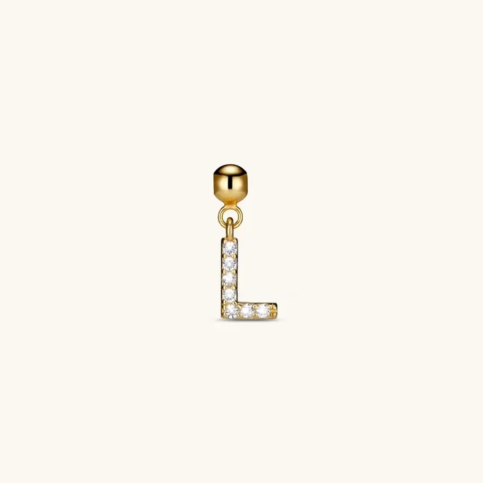 L Diamond Initial Charm Gold