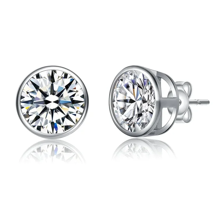 La Scene Moissanite Modern Bezel Stud Earrings
