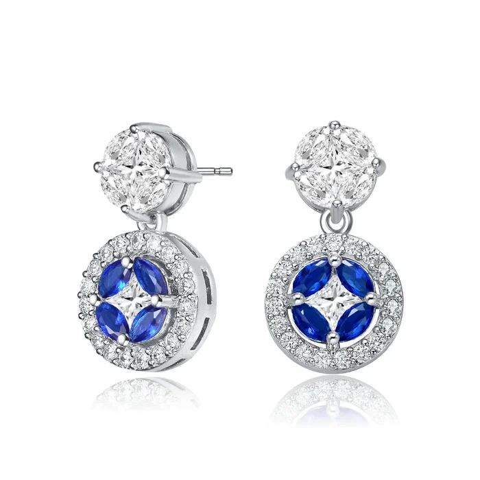 La Scène Round Blue Drop Couture Earrings