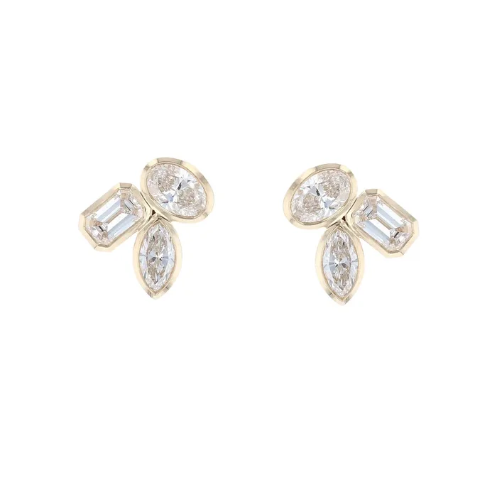 Lab Diamond Cluster Stud Earrings