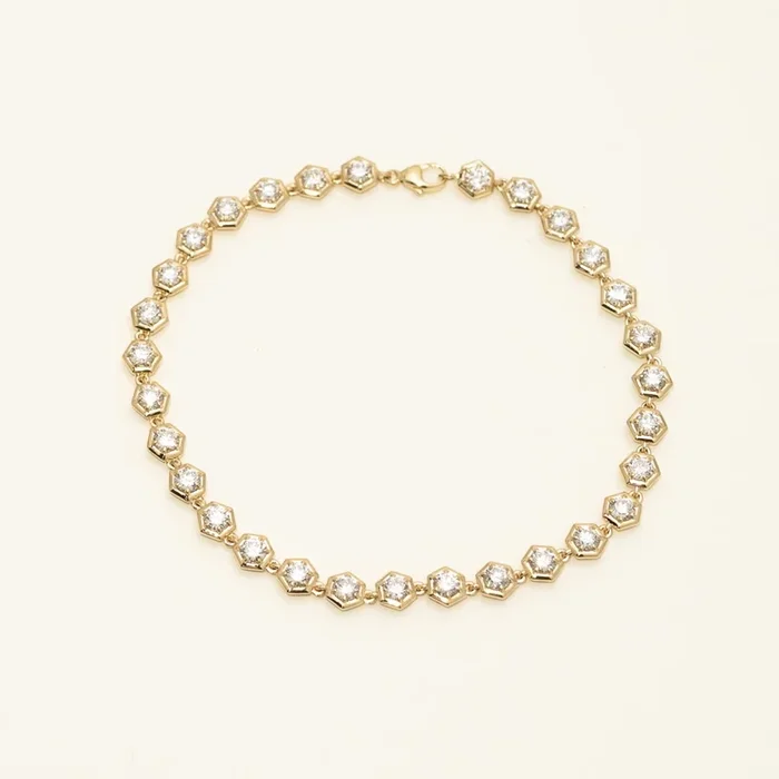 Lab Grown Diamond Hexagon Bracelet in 14kt Yellow Gold (3.10ct tw)