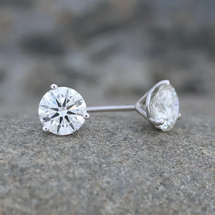 Lab Grown Diamond Martini Stud Earrings in 14k White Gold (1-1/2 cttw)