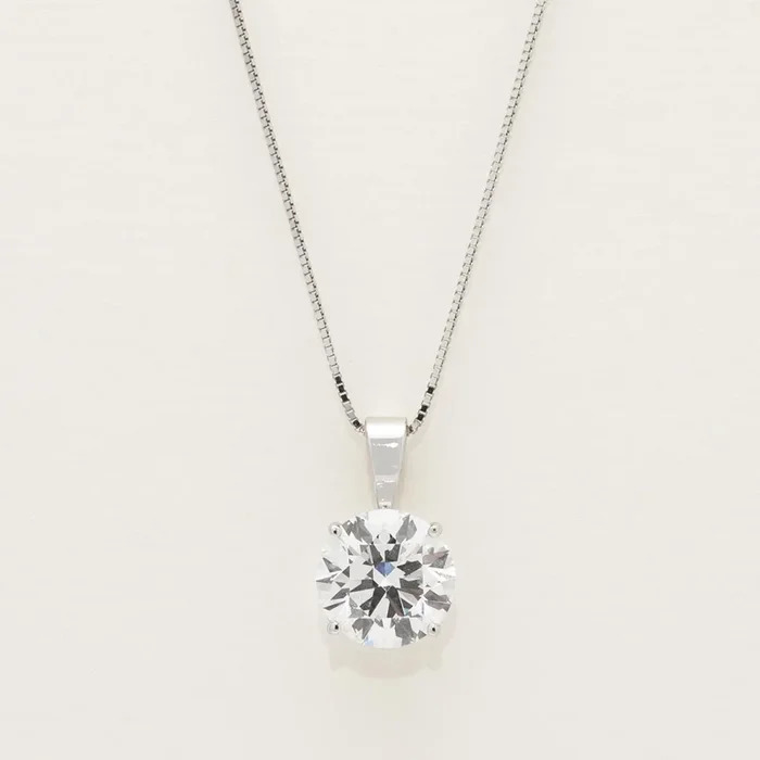Lab Grown Diamond Solitaire Necklace in 14kt White Gold (2ct)