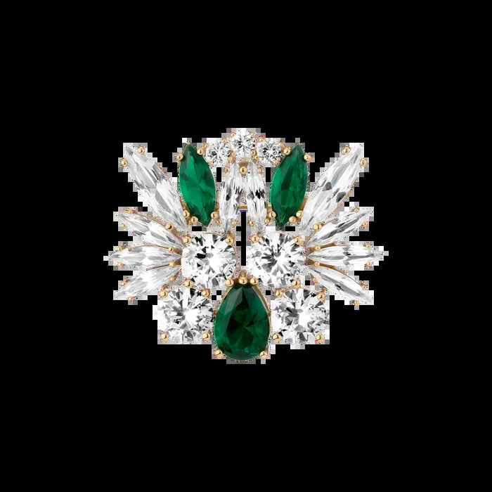 Lab Grown Green Emerald Teardrop Brooch