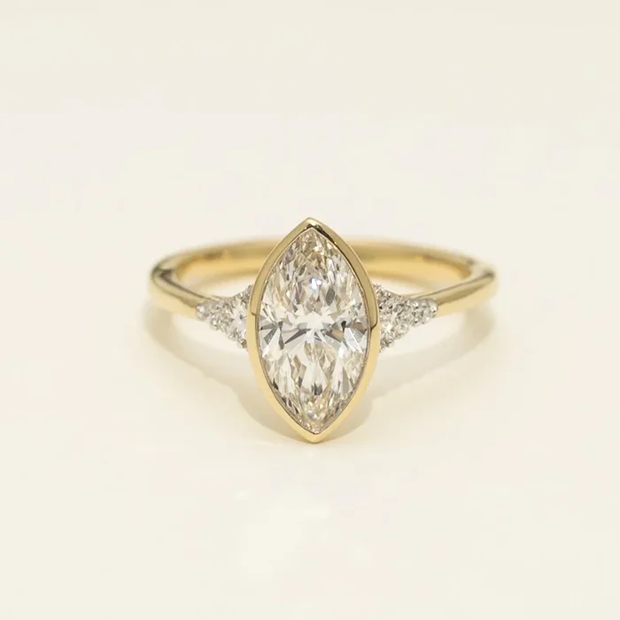 Lab Grown Marquise Diamond Bezel Engagement Ring in 14kt Yellow Gold (1 5/8ct tw)