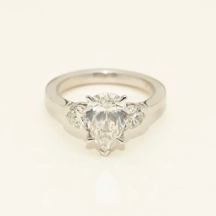 Lab Grown Pear Shape Three Stone Diamond Engagement Ring in 14kt White Gold (2 5/8ct tw)