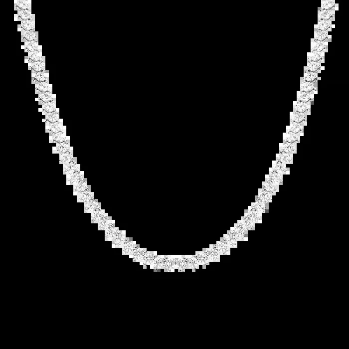 Lab Grown White Sapphire Three-Prong Tennis Necklace