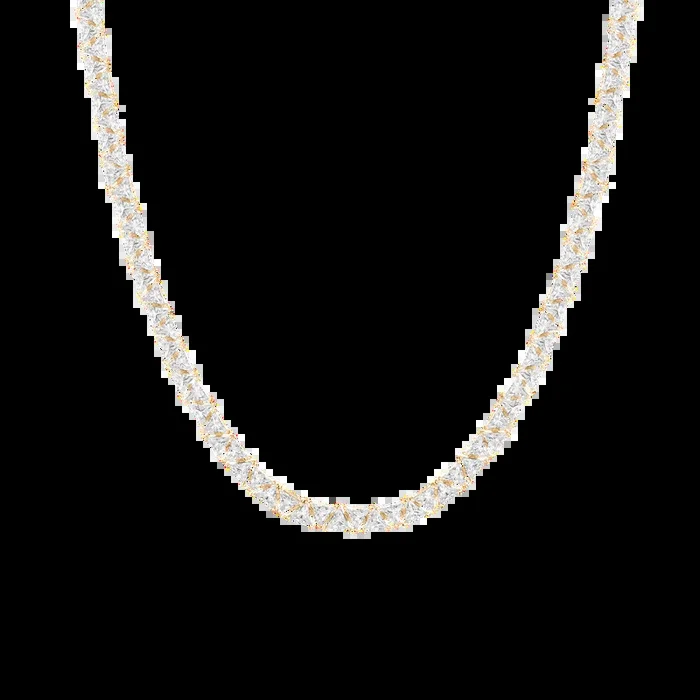 Lab Grown White Sapphire Trillion Tennis Necklace