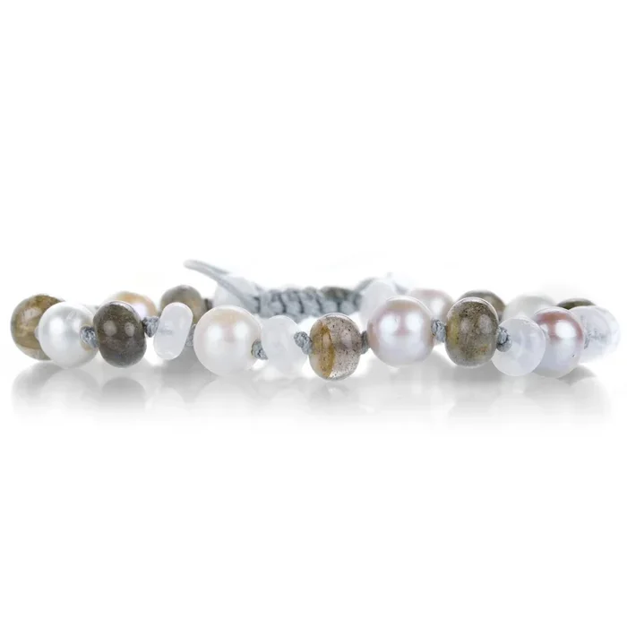Labradorite, Moonstone and Pearl Bracelet