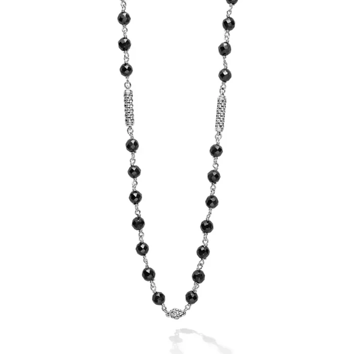 Lagos Caviar Icon Black Ceramic Beaded Necklace
