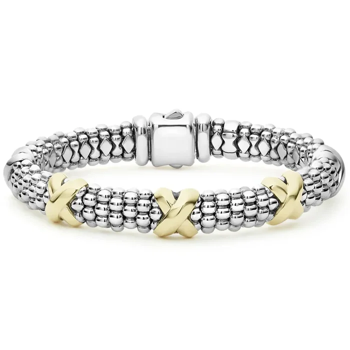Lagos Signature Caviar Three Station “X” Bracelet 9mm