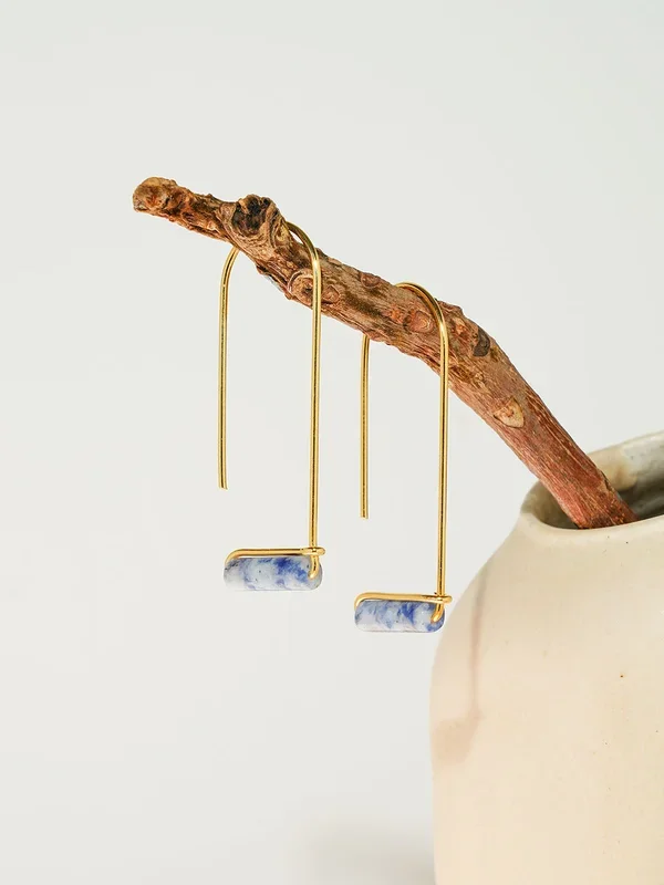 Lapis – Gemstone Drop 18k Gold Plated Earring