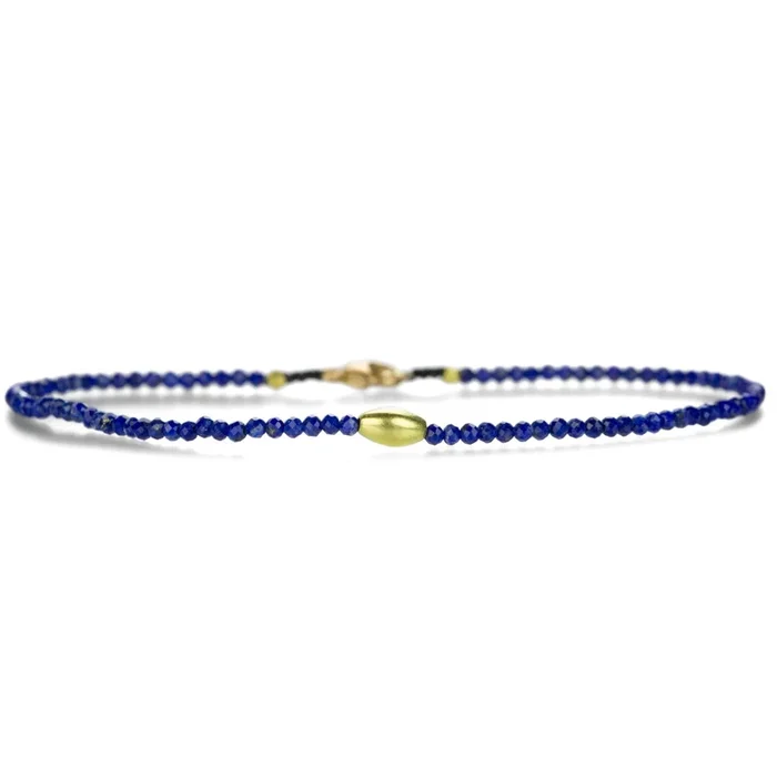 Lapis and 18k Gold Beaded Bracelet