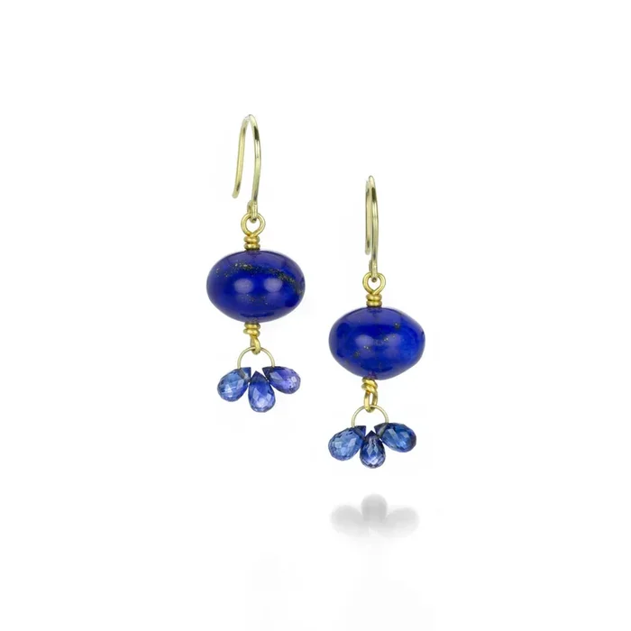 Lapis and Blue Sapphire Spun Sugar Earrings