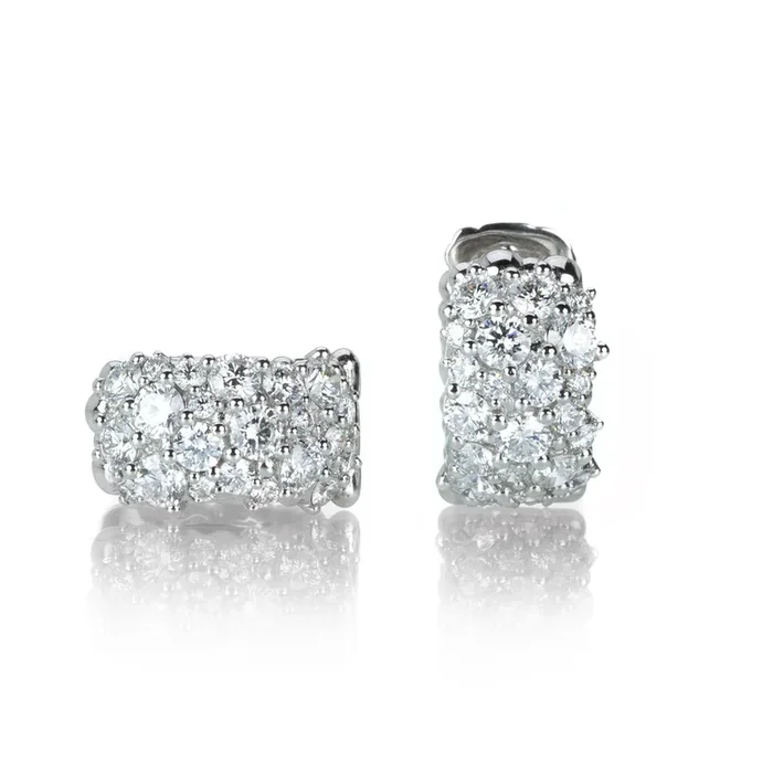 Large 18k White Gold Confetti Huggies