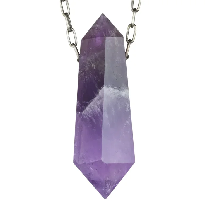 Large Amethyst Quartz Crystal Pendant Necklace