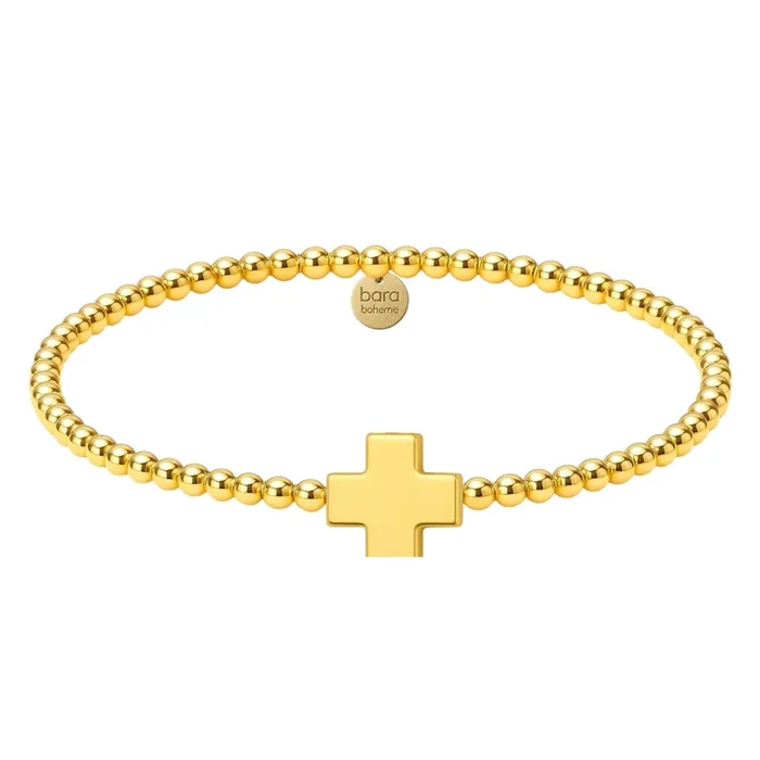 Large Cross Charm | Gold Filled Beaded Bracelet
