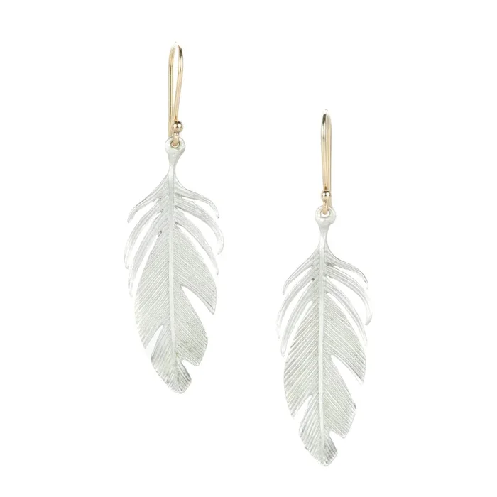 Large Feather Earrings in Sterling Silver