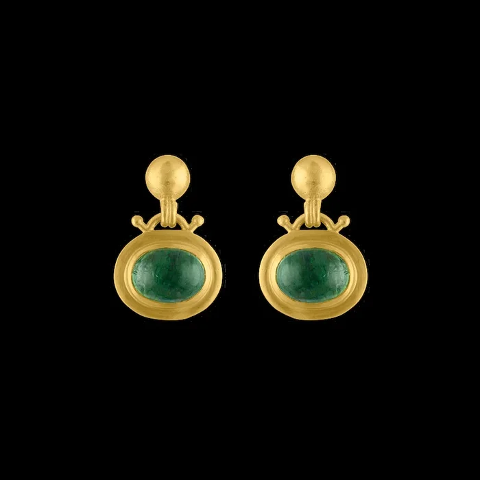 Large Green Tourmaline Bell Earrings