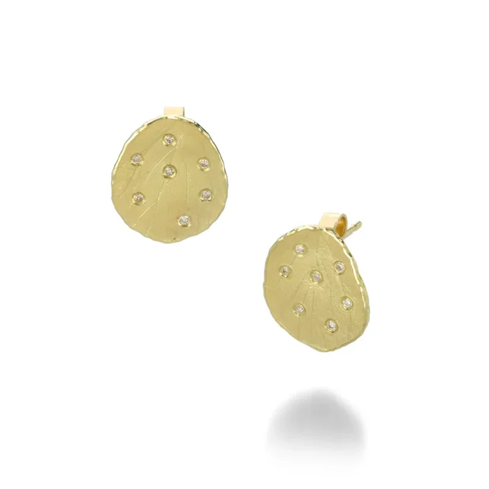 Large Hydrangea Petal Studs with Diamonds